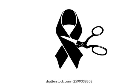 symbol of victory over cancer, black isolated silhouette scissors