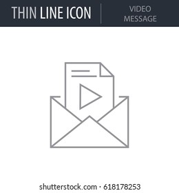 Symbol of Video Message. Thin line Icon of Project Planning. Stroke Pictogram Graphic for Web Design. Quality Outline Vector Symbol Concept. Premium Mono Linear Beautiful Plain Laconic Logo
