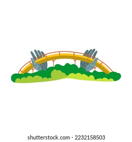 Symbol of Vietnam vector illustration. ASEAN country, roller coaster ride in park isolated on white background. Traveling, culture concept