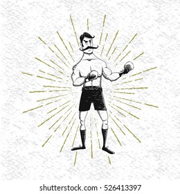 Symbol Of Vintage Boxer.Retro Style.Prints Design For T-shirts