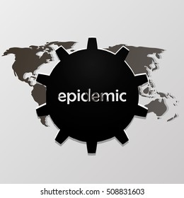 Symbol of the virus on the world map. Epidemic