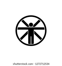 Symbol of Vitruvian Man Thin line Icon of Icons Of Biochemistry And Genetics Icon. Stroke Pictogram Graphic for Web Design. Quality Outline Vector Symbol Concept. Premium Mono Linear Beautiful Plain