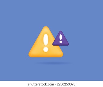 symbol of warn to be cautious and announce if there is something dangerous. caution sign and harm. exclamation mark and yellow triangle. 3d and realistic concept design. design element