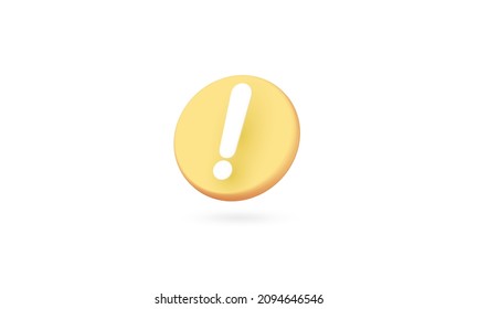 Symbol warning icon isolated white background, 3d render illustration