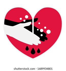 Symbol Wash Hands, the call to use an antiseptic; antibacterial fluid, observe cleanliness and personal hygiene to stop the coronavirus pandemic, prevent infection with Covid-19, prevention of 19-nCov