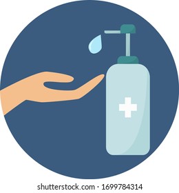 Symbol for washing hands with alcohol gel.
