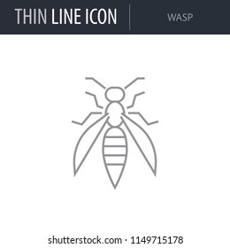 Symbol of Wasp. Thin line Icon of Insect. Stroke Pictogram Graphic for Web Design. Quality Outline Vector Symbol Concept. Premium Mono Linear Beautiful Plain Laconic Logo