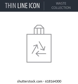Symbol of Waste Collection. Thin line Icon of Ecology Elements. Stroke Pictogram Graphic for Web Design. Quality Outline Vector Symbol Concept. Premium Mono Linear Beautiful Plain Laconic Logo