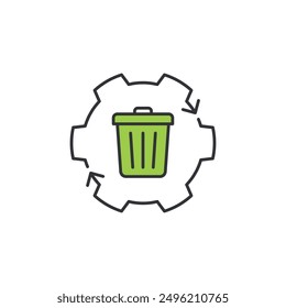Symbol for waste management. It is a process of managing waste from collection, transportation, to its final reuse, recycle, disposal activity. 