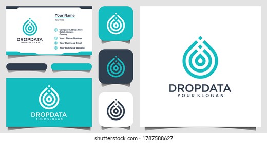 symbol water with line art style. Droplet or olive oil with line art style for mobile concept and web design. set of logo and business card design