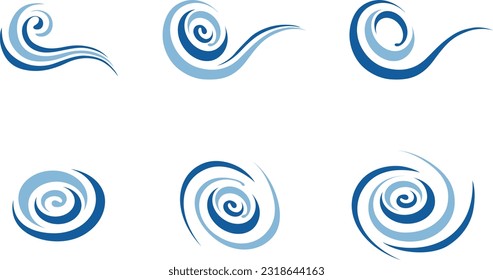 Symbol für Wasser- und Windstrom und Wirbelsatz