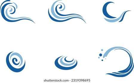 Symbol of water and wind flow and vortex set