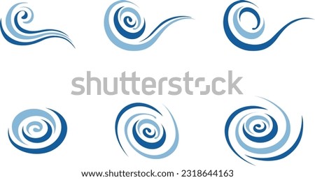 Symbol of water and wind flow and vortex set