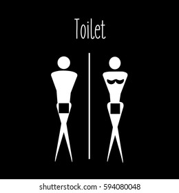 symbol for wc men & women vector. toilet sign with male & female icon illustration on black background