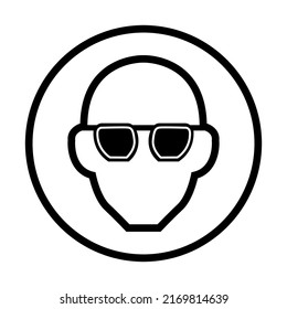 Symbol Wear Safety Glasses Vector Illustration,isolated On White Background,top View