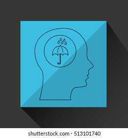 symbol weather icon. silhouette head and umbrella rain vector illustration eps 10