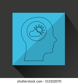 symbol weather icon. silhouette head and cloud sun vector illustration eps 10