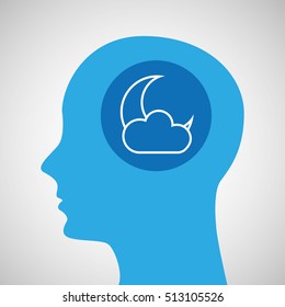 symbol weather icon. silhouette head and cloud moon vector illustration eps 10