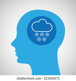 symbol weather icon. silhouette head and cloud snow vector illustration eps 10
