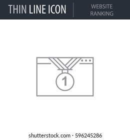 Symbol of Website Ranking. Thin line Icon of Seo And Web Optimization. Stroke Pictogram Graphic for Web Design. Quality Outline Vector Symbol Concept. Premium Mono Linear Beautiful Plain Laconic
