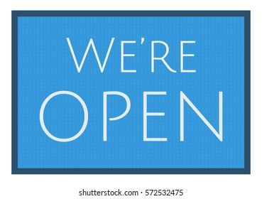 Symbol we're open on blue background