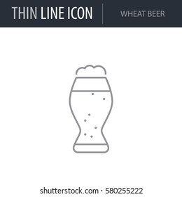 Symbol of Wheat Beer. Thin line Icon of Beverage. Stroke Pictogram Graphic for Web Design. Quality Outline Vector Symbol Concept. Premium Mono Linear Beautiful Plain Laconic Logo