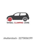 symbol of wheel clamping zone, road sign, vector art.