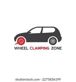 symbol of wheel clamping zone, road sign, vector art.