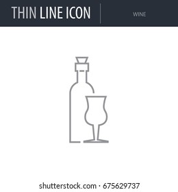 Symbol of Wine. Thin line Icon of Set of Kitchen. Stroke Pictogram Graphic for Web Design. Quality Outline Vector Symbol Concept. Premium Mono Linear Beautiful Plain Laconic Logo