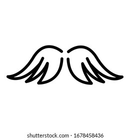 Symbol wings icon. Outline symbol wings vector icon for web design isolated on white background