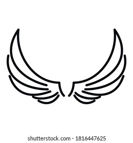 Symbol wings icon. Outline symbol wings vector icon for web design isolated on white background