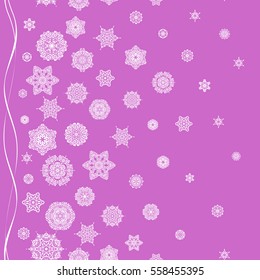 Symbol of winter. Beautiful decoration. Hand-drawn vector illustration of isolated stylized snowflakes. Isolated watercolor snowflakes on violet background.
