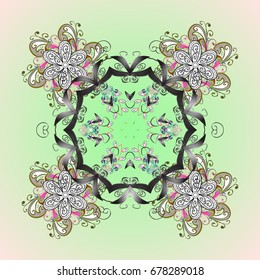 Symbol of winter. Beautiful decoration. Isolated watercolor snowflakes on colorful background. Vector illustration with isolated snowflakes.
