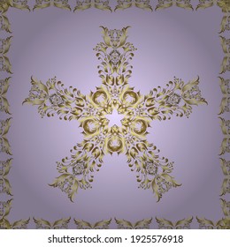 Símbolo de invierno. Ilustración copo de nieve. Copos de nieve de acuarela aislados en colores dorados. Bonita decoración.