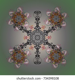 Symbol of winter. Isolated watercolor snowflakes on background. 