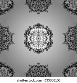 Symbol of winter, Merry Christmas holiday, Happy New Year 2018. Vector dim pattern on gray background. Dim snowflake simple seamless pattern. Abstract wallpaper, wrapping decoration.