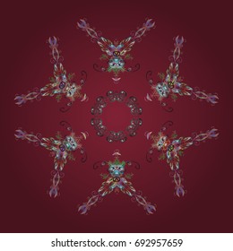 Symbol of winter Merry Christmas holiday, Happy New Year celebration Vector illustration. Abstract wallpaper, wrapping decoration. Snow on colorful background. Snowflake simple.