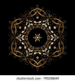 Symbol of winter. Vector illustration with black and yellow isolated snowflake. Beautiful decoration. Isolated watercolor snowflakes on black and yellow colors.