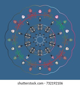 Symbol of winter. Vector illustration with blue, gray and green isolated snowflake. Beautiful decoration. Isolated watercolor snowflakes on blue, gray and green colors.