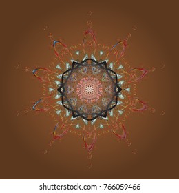 Symbol of winter. Vector illustration with brown, gray and neutral isolated snowflakes. Beautiful decoration. Isolated watercolor snowflakes on brown, gray and neutral colors.
