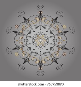 Symbol of winter. Vector illustration with gray, white and brown isolated snowflakes. Beautiful decoration. Isolated watercolor snowflakes on gray, white and brown colors.