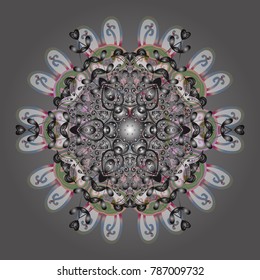 Symbol of winter. Vector illustration with gray, white and neutral isolated snowflakes. Beautiful decoration. Isolated watercolor snowflakes on gray, white and neutral colors.