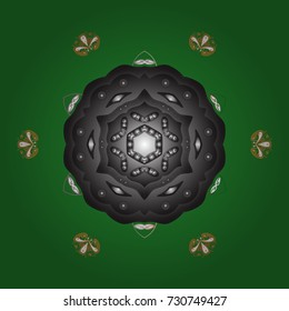 Symbol of winter. Vector illustration with green, gray and brown isolated snowflakes. Beautiful decoration. Isolated watercolor snowflakes on green, gray and brown colors.