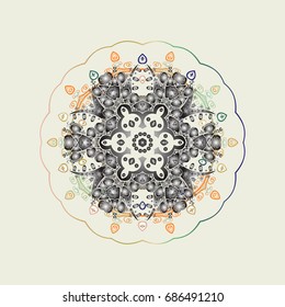 Symbol of winter. Vector illustration with isolated snowflake. Beautiful decoration. Isolated watercolor snowflakes on colorful background.