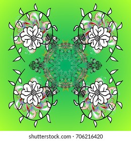 Symbol of winter. Vector illustration with isolated snowflake. Beautiful decoration. Isolated watercolor snowflakes on colored background.