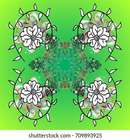 Symbol of winter. Vector illustration with isolated snowflake. Beautiful decoration. Isolated watercolor snowflakes on colored background.