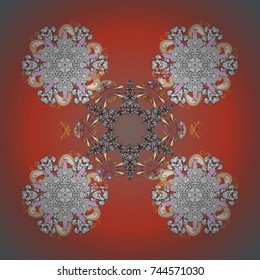 Symbol of winter. Vector illustration with isolated snowflake. Beautiful decoration. Isolated watercolor snowflakes on colored background.