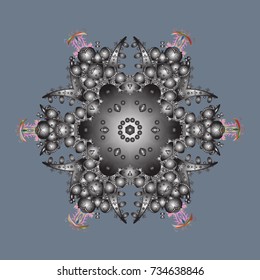Symbol of winter. Vector illustration with neutral, gray and brown isolated snowflake. Beautiful decoration. Isolated watercolor snowflakes on neutral, gray and brown colors.