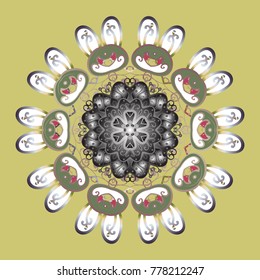 Symbol of winter. Vector illustration with neutral, gray and white isolated snowflakes. Beautiful decoration. Isolated watercolor snowflakes on neutral, gray and white colors.