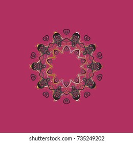 Symbol of winter. Vector illustration with pink, gray and brown isolated snowflake. Beautiful decoration. Isolated watercolor snowflakes on pink, gray and brown colors.